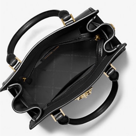 MICHAEL KORS Hamilton Small Leather Satchel Crossbody Black - Picture 4 of 8